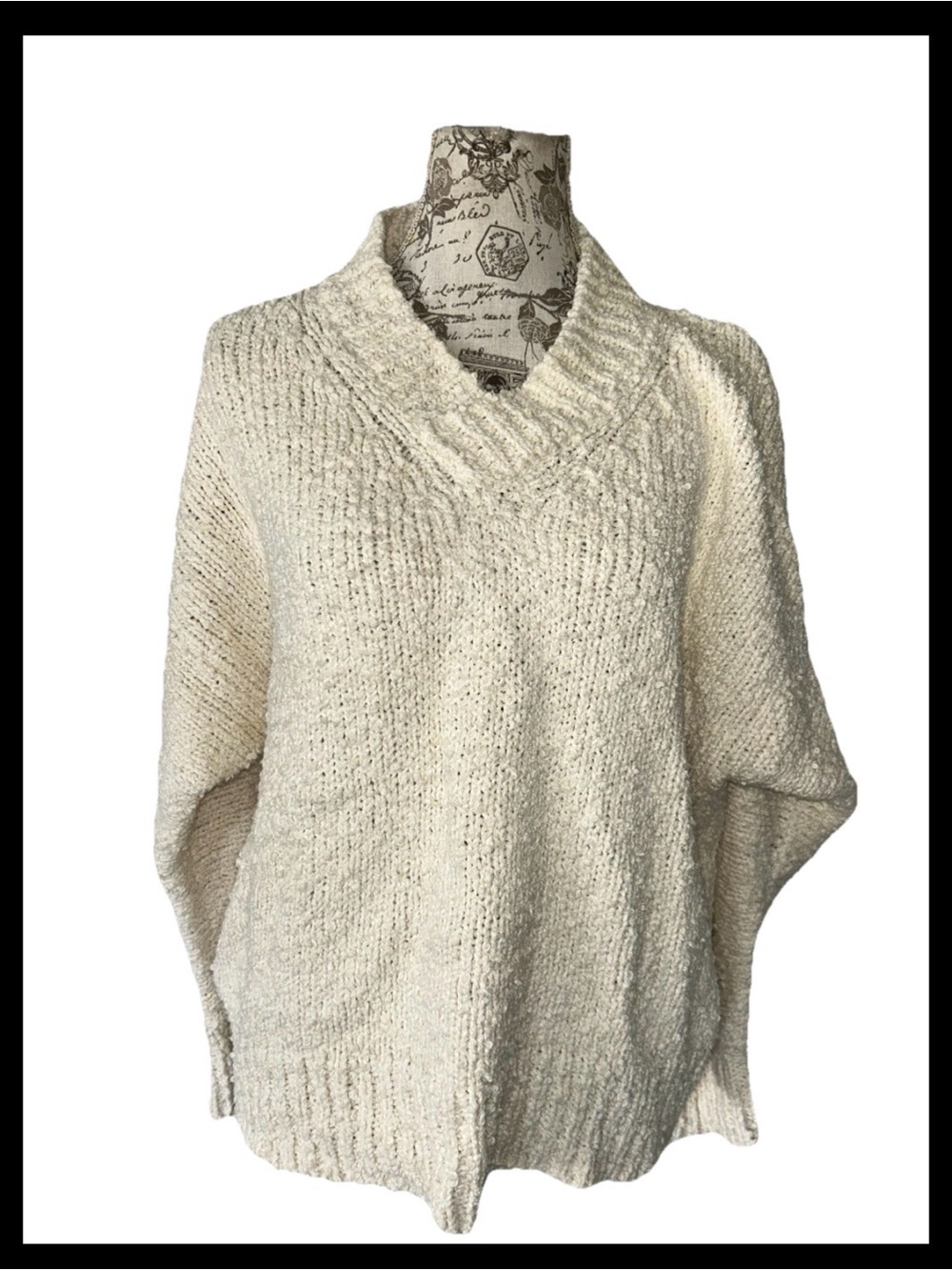 Ozma 100% Organic Cotton Oversized Cream Nubby Sweater Women's Sz XS/S